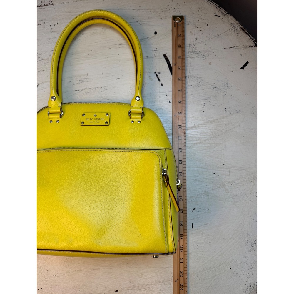 Kate Spade Satchel Womens Medium Yellow Pebbled Leather Dome Bag Summer Bright - Picture 4 of 10